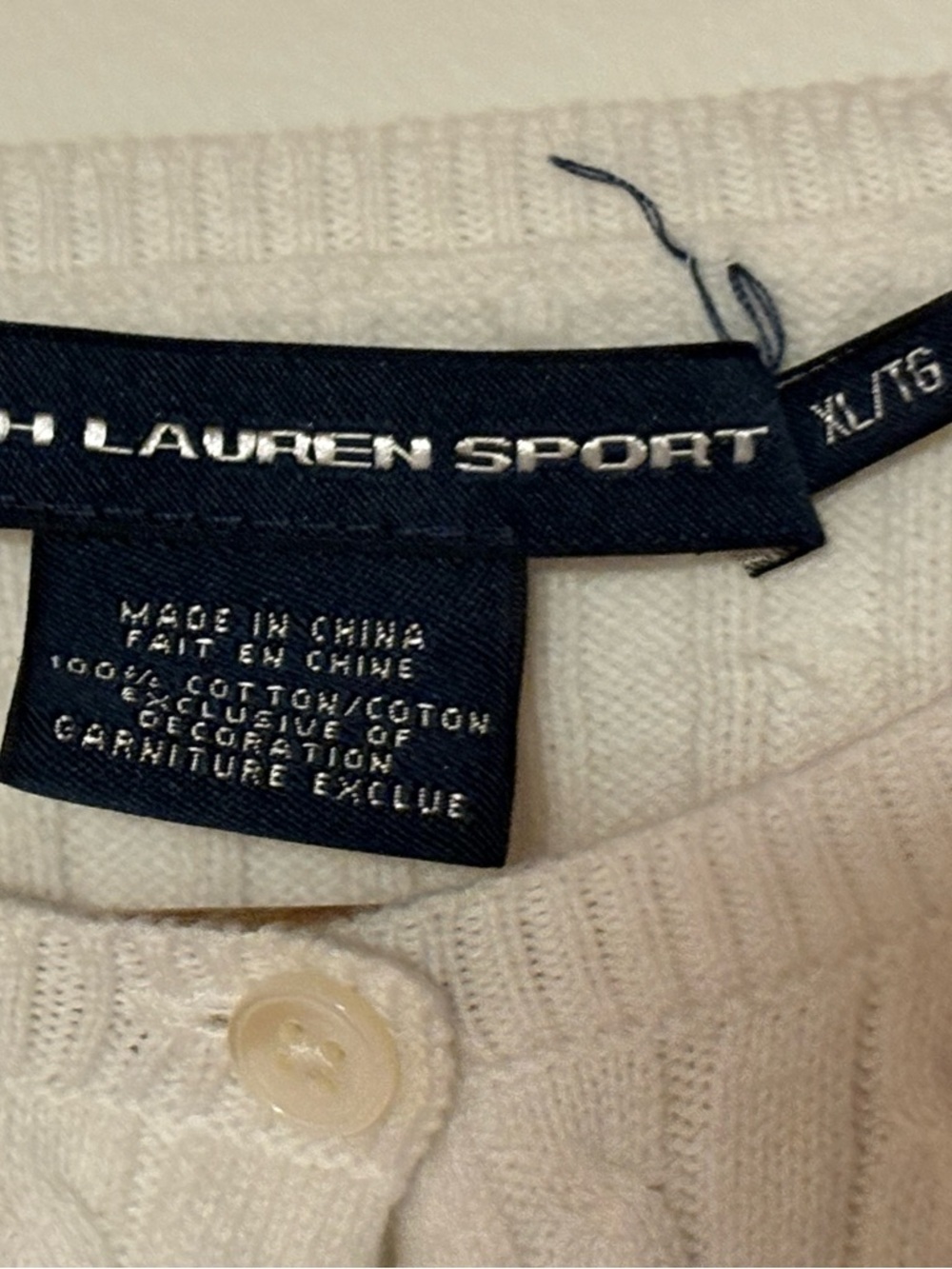 Ralph Lauren Sport Cream Cable Knit Button-Up Cardigan - Picture 3 of 3